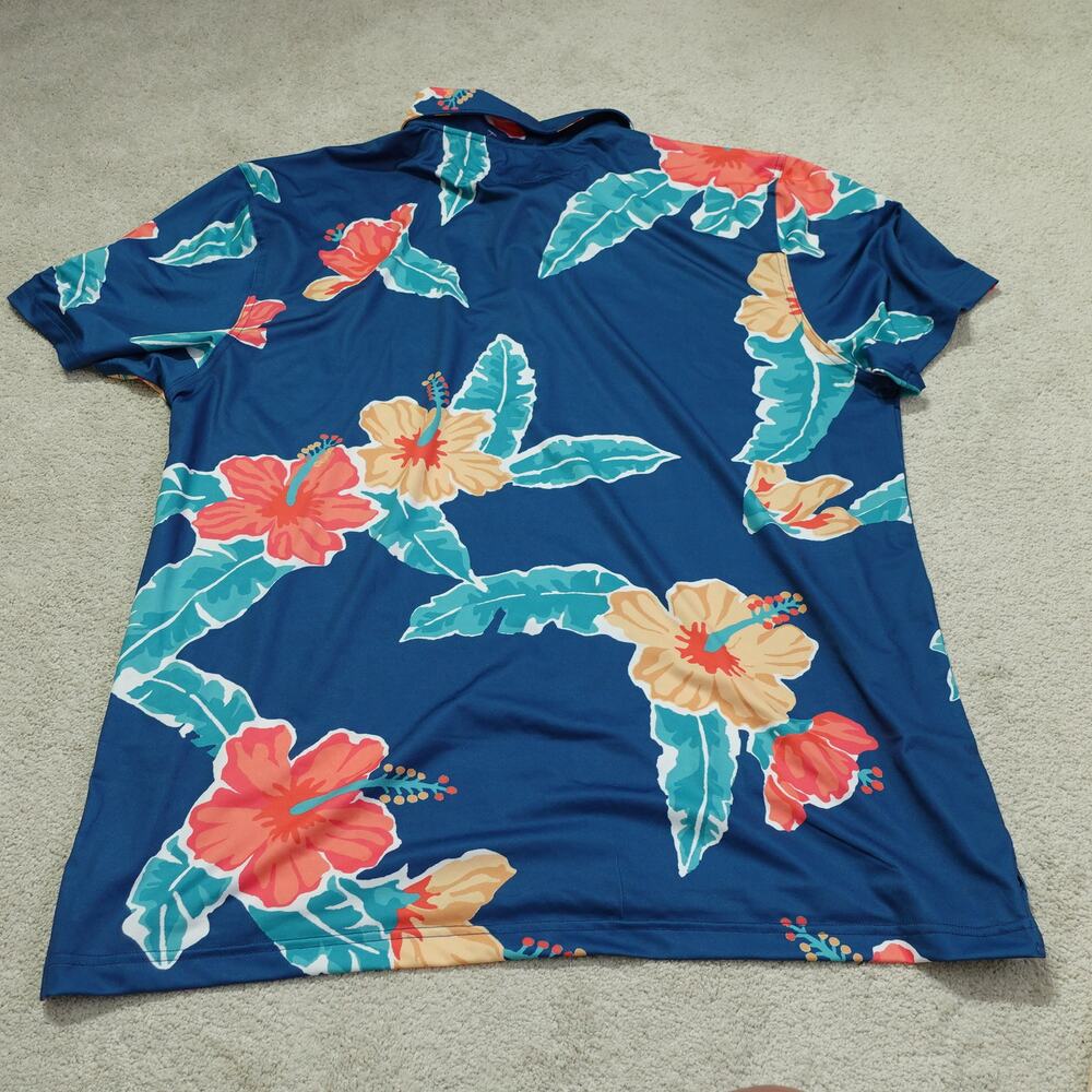 NWT Chubbies Mens The Weekend Polo Shirt Short Sleeve Floral Beach Blue Size XXL - Picture 2 of 9